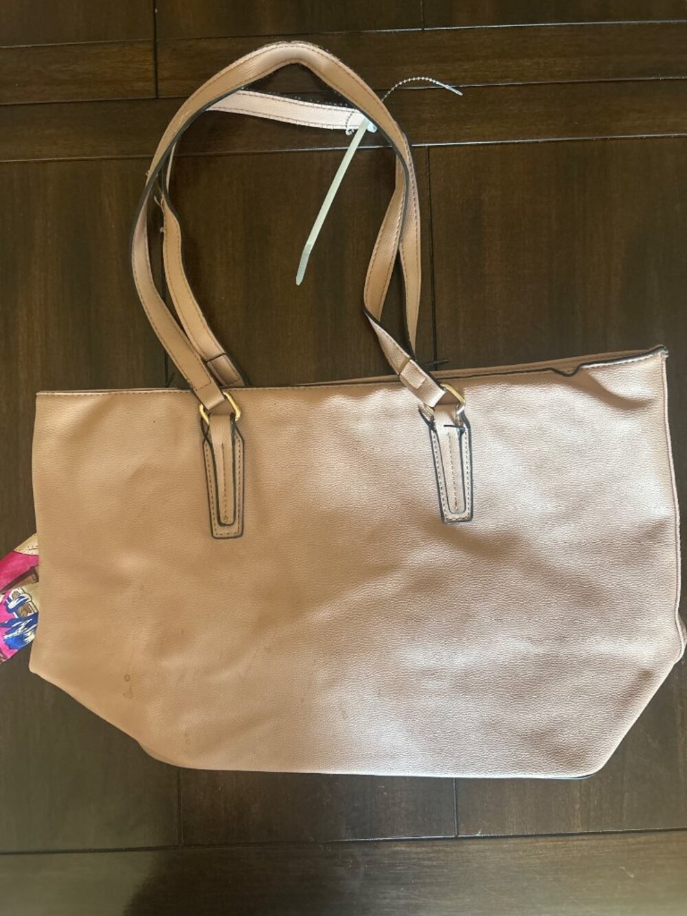 Kate & Alex Pink Faux Leather Tote Bag With Detachable Scarf Accent